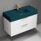 Green Sink Bathroom Vanity, Floating, Modern, 40
